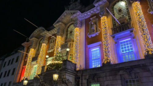 Town Hall lit up